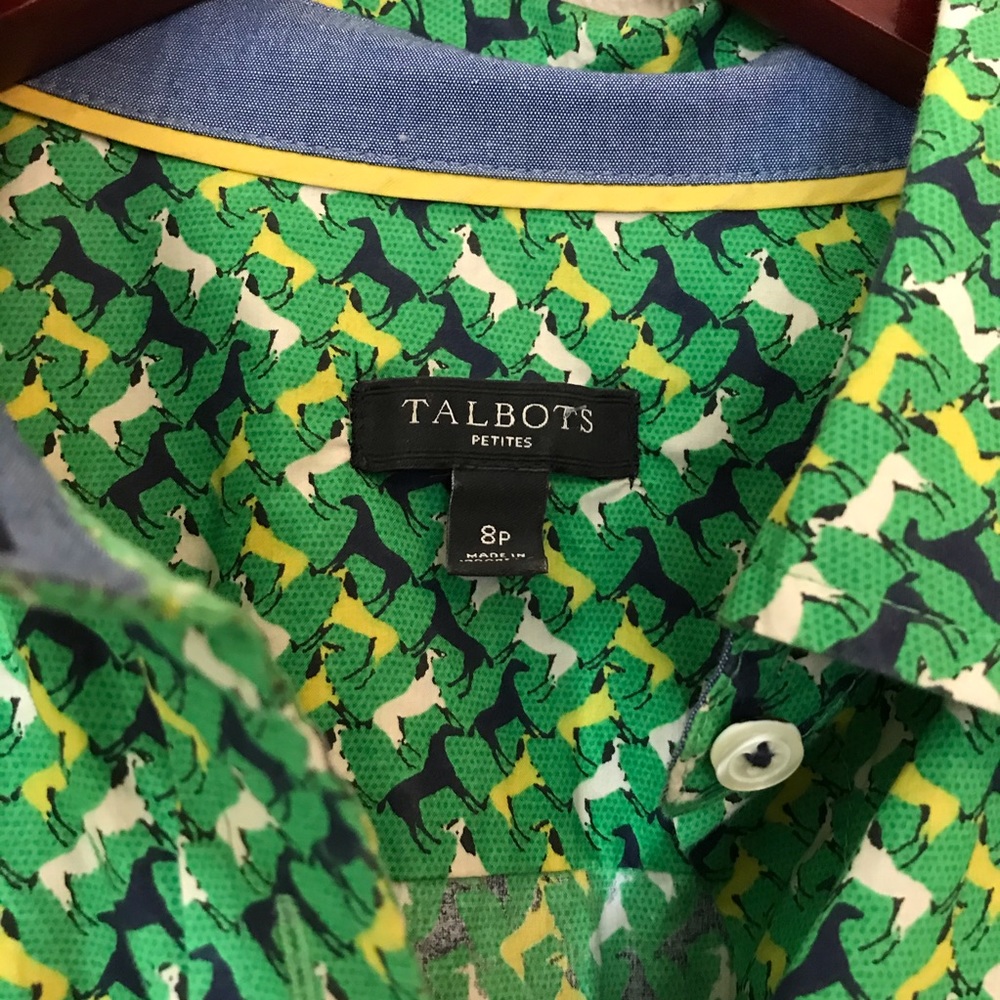 Button Down Horse Print Zig Zag Long Sleeved Shirt - image 4